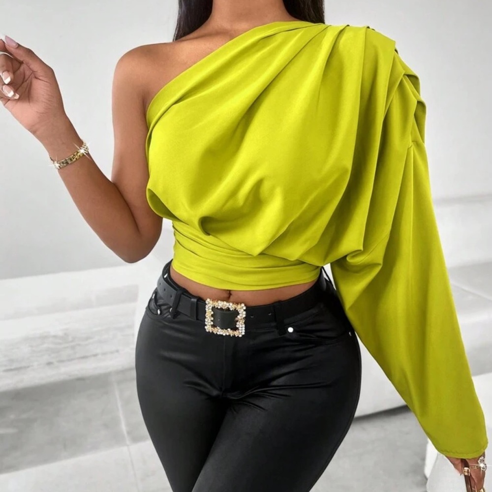 Green One-Shoulder Top